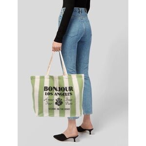 Sezane / Bonjour Los Angeles Green Stripe Tote